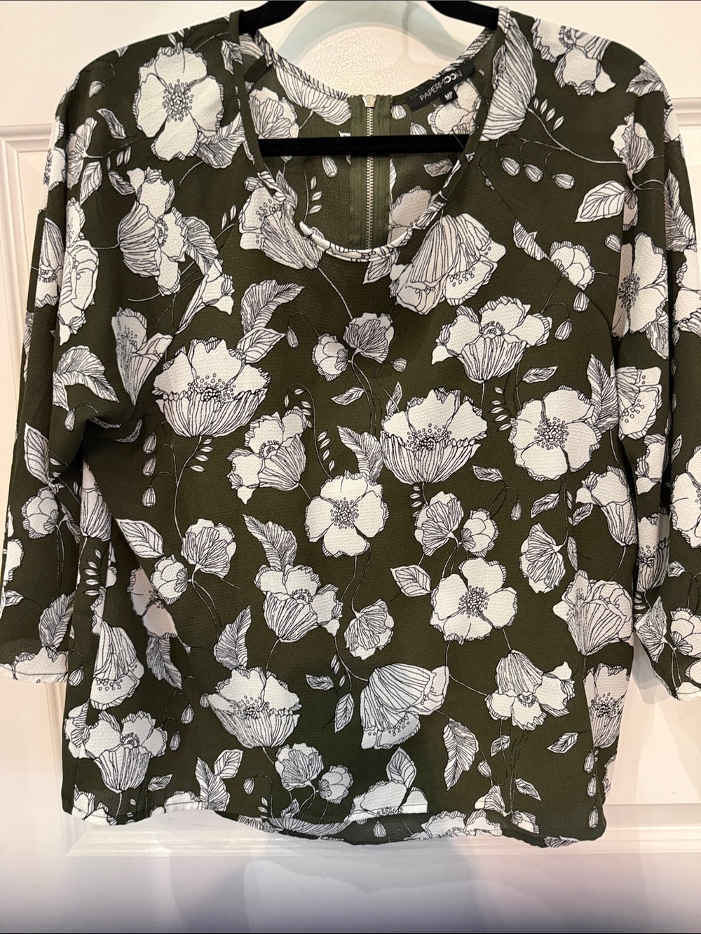 Papermoon Olive Green Floral Print Blouse